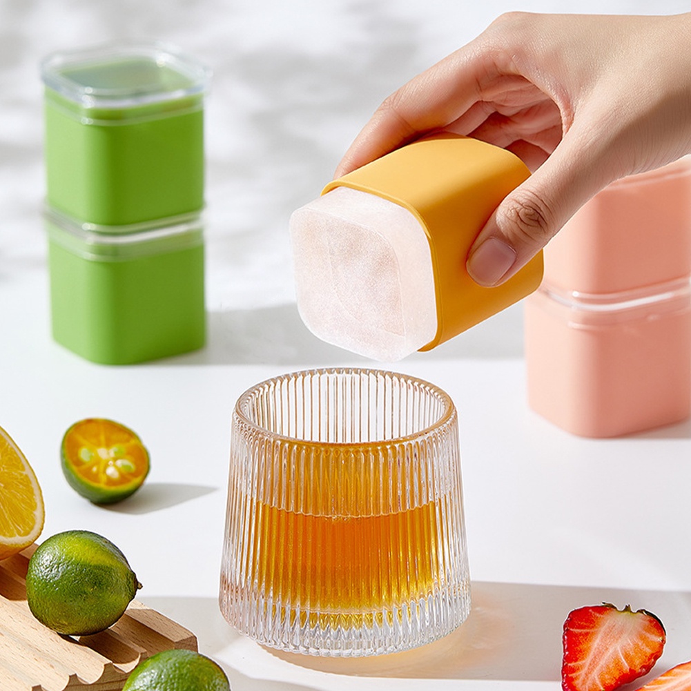 Ice Cube Tray Dengan Tutup Lepas Tanpa Tumpah 1kisi Cetakan Es Batu Silikon Food Grade Reusable