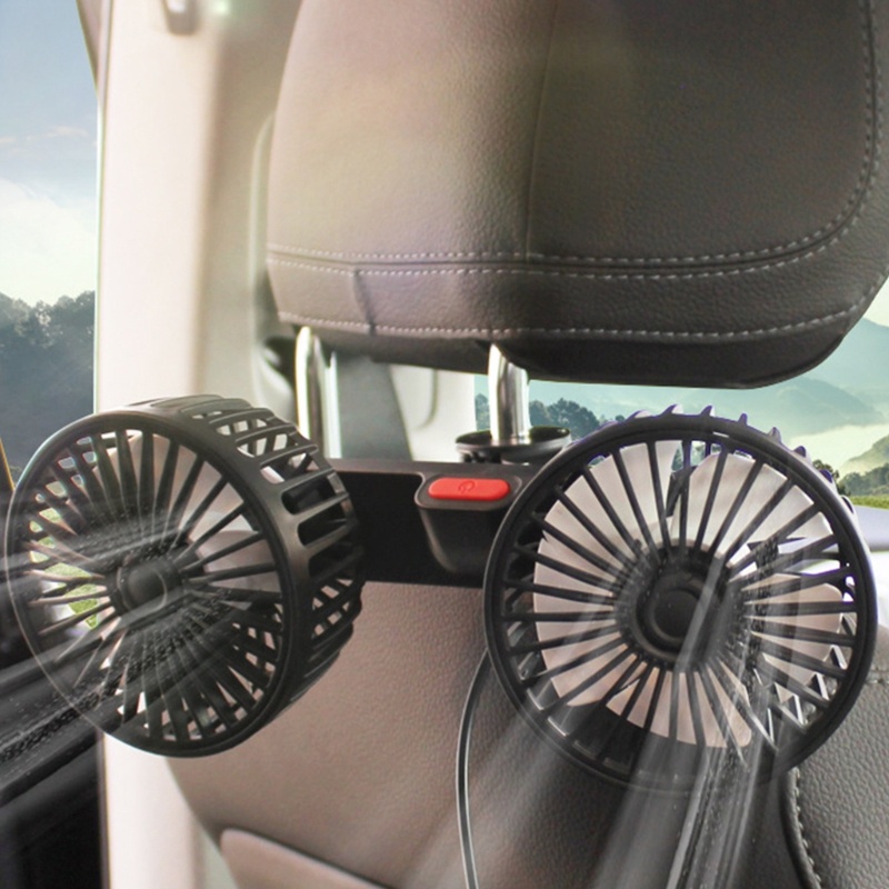 Zzz Usb Car Fan Car Back Seat Dual-Head Usb Car Fan 3speed Adjustable Untuk Auto Rear Seat Cooler Air Fan Car Accessorie