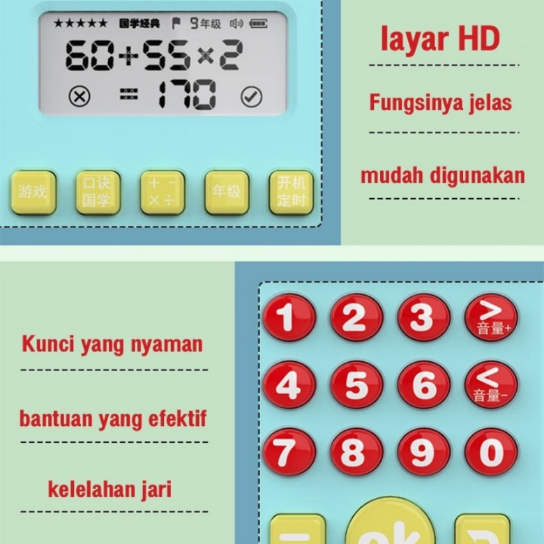 Mainan Edukasi 2in1 Belajar MATEMATIKA Papan Tulis Anak LCD Writing Color Board Kalkulator USB Charge Berisi Papan Tulis and Pensil