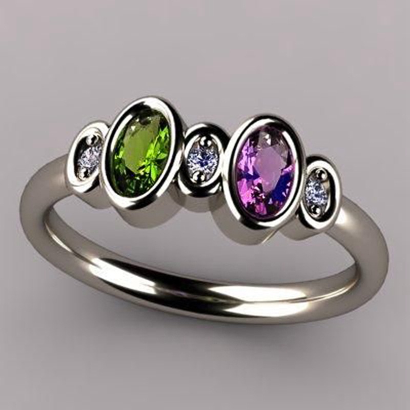 Cincin Vintage Untuk Wanita Bertatahkan Olive/Ungu/Putih CZ Sederhana Bergaya Lady's Finger Ring Perhiasan Ulang Tahun Pesta