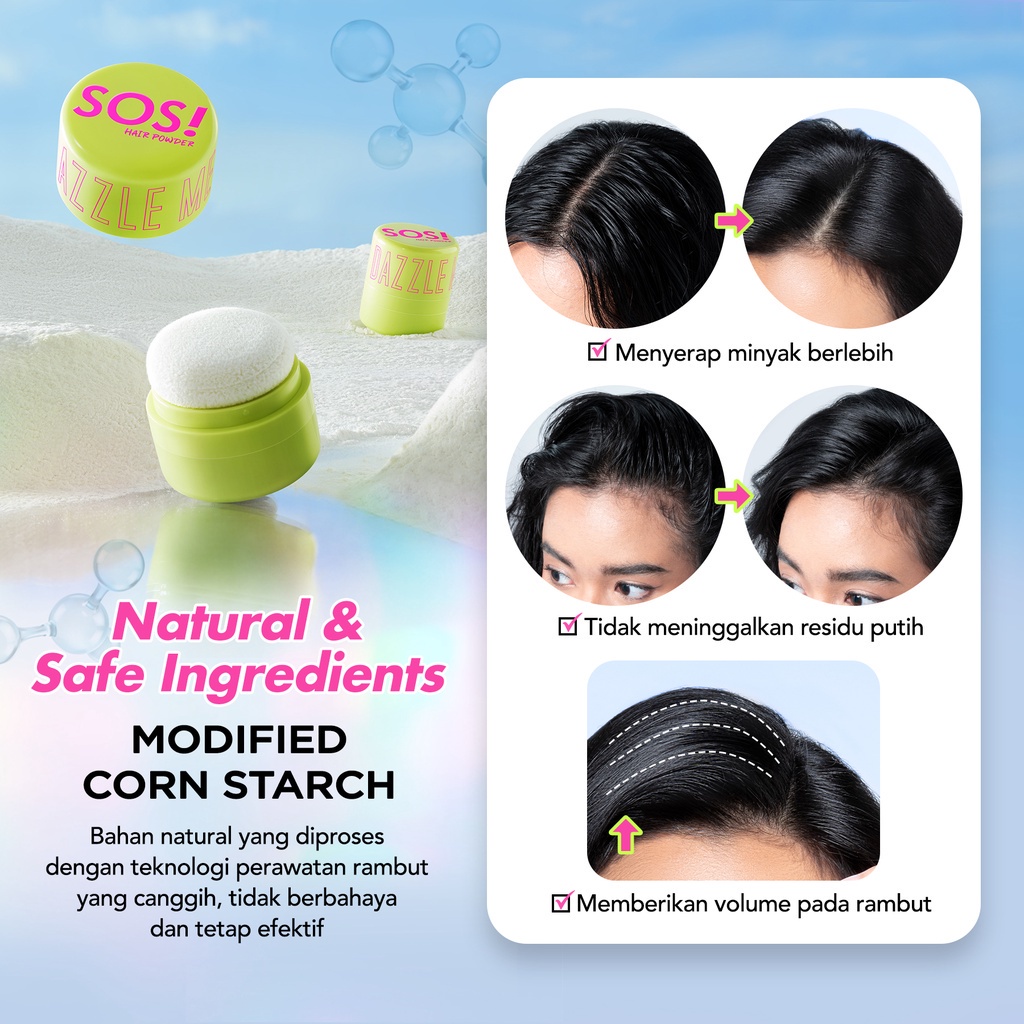 DAZZLE ME SOS Hair Powder | Oil Control Rambut Lepek Mattifying Hairstyling Pomade Bedak Dry Shampoo Powder - CO