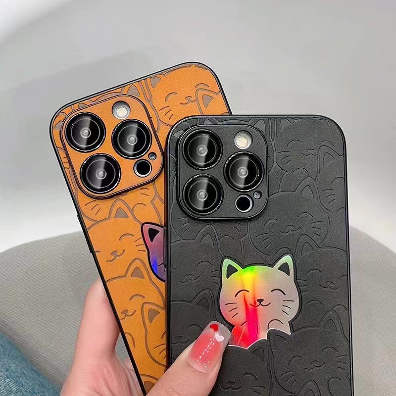 IPHONE Pussycat Laser Dilengkapi Dengan Lensa Sendiri film phone case Iphone11 12 13 14 pro max plus Sarung case shockproof