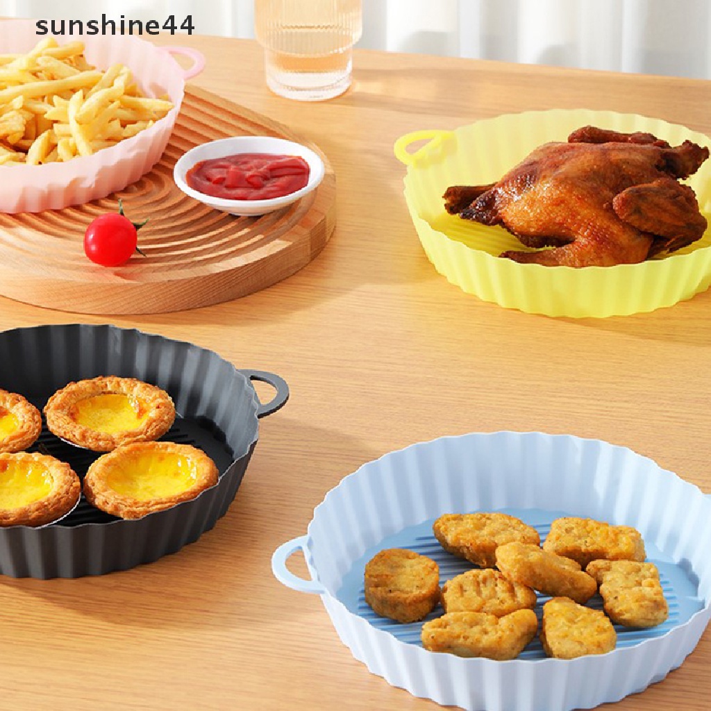 Sunshine 21 cm Air Fryers Oven Baking Tray Fried Chicken Basket Mat AirFryer Silikon Pot Bulat Pengganti Pria Grill Pan Aksesoris ID