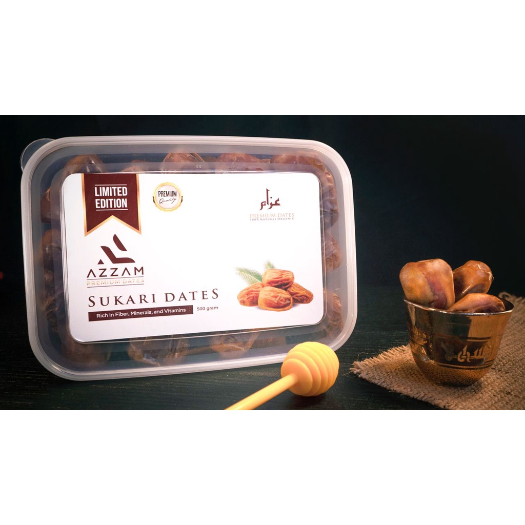 ( BISA COD ) Kurma Sukari Azzam Premium Dates 500gr - Sukkari Premium Grade A - Kurma Basah ember -Sukkari