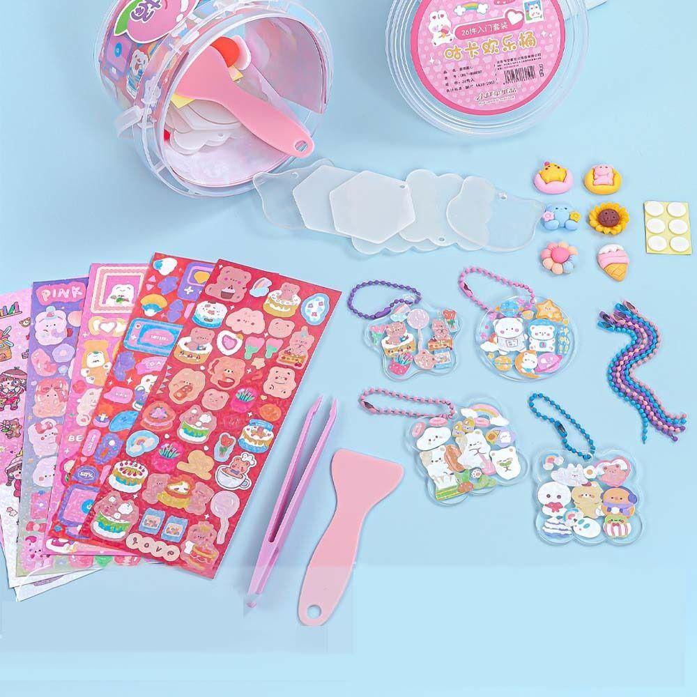 Lanfy Happy Bucket Guka Sticker Kartun Stiker Scrapbooking Stiker Alat Tulis Anak Sticker Goo Card Set Bahan Akun Tangan Handbook Full Set Handbook Bahan Guka Set