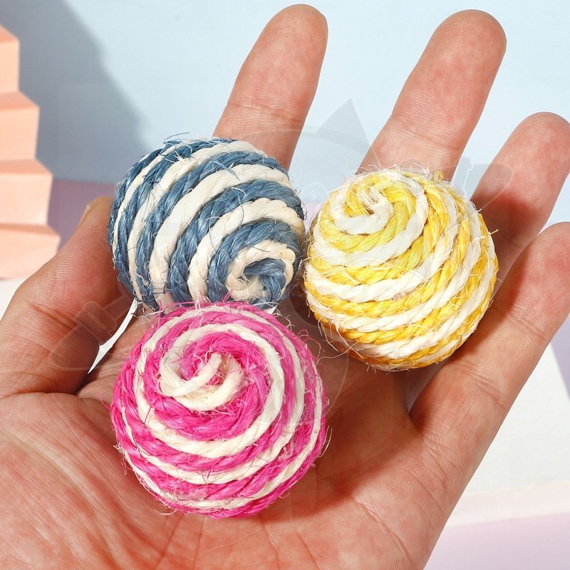 Bola Rajut Mainan Hewan Peliharaan Pembersih Gigi Pelatihan Interaktif Aksesoris Hewan Peliharaan Bola Untuk Cakar Kucing Pelengkapan Kucing Peliharaan