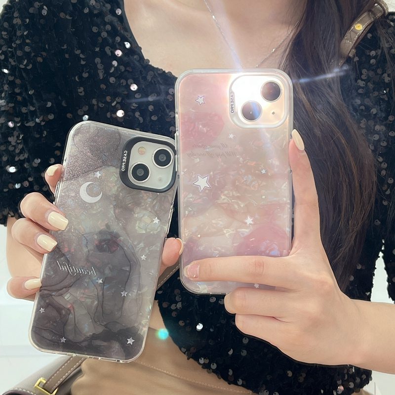 Pretty Starry Sky Moon Shell Pattern Soft Case HP iP iPhone 12 13 14 Pro Max 11 FTD Good Casing Apple