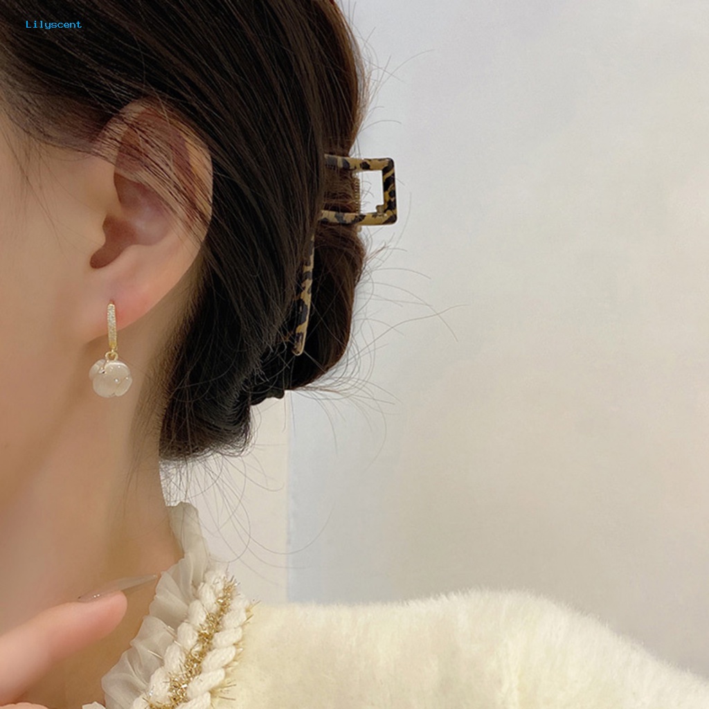 Lilyscent 1pasang Perempuan Drop Earrings Aksesori Busana Imitasi Opal Menjuntai Hoop Earrings Gadis Perhiasan Cerah Kilau