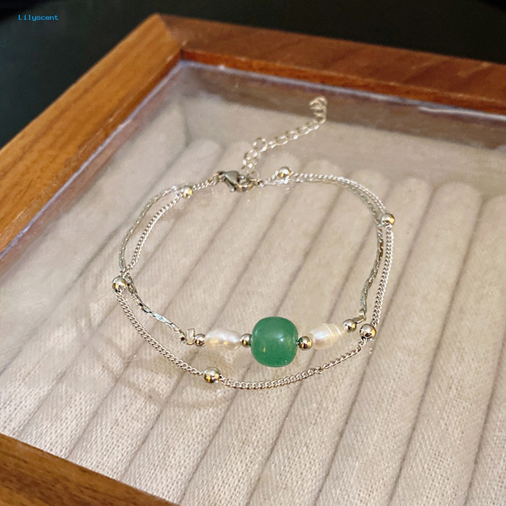 Lilyscent Slim Wanita Gelang Fashion Perhiasan Vintage Faux Jade Perempuan Bangle Gaya Cina