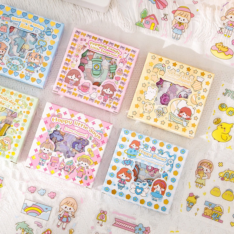 Sticker Aesthetic Kartun Korea Lucu 100 Pcs Waterproof DIY Diarybook Scrapbook MX-5012