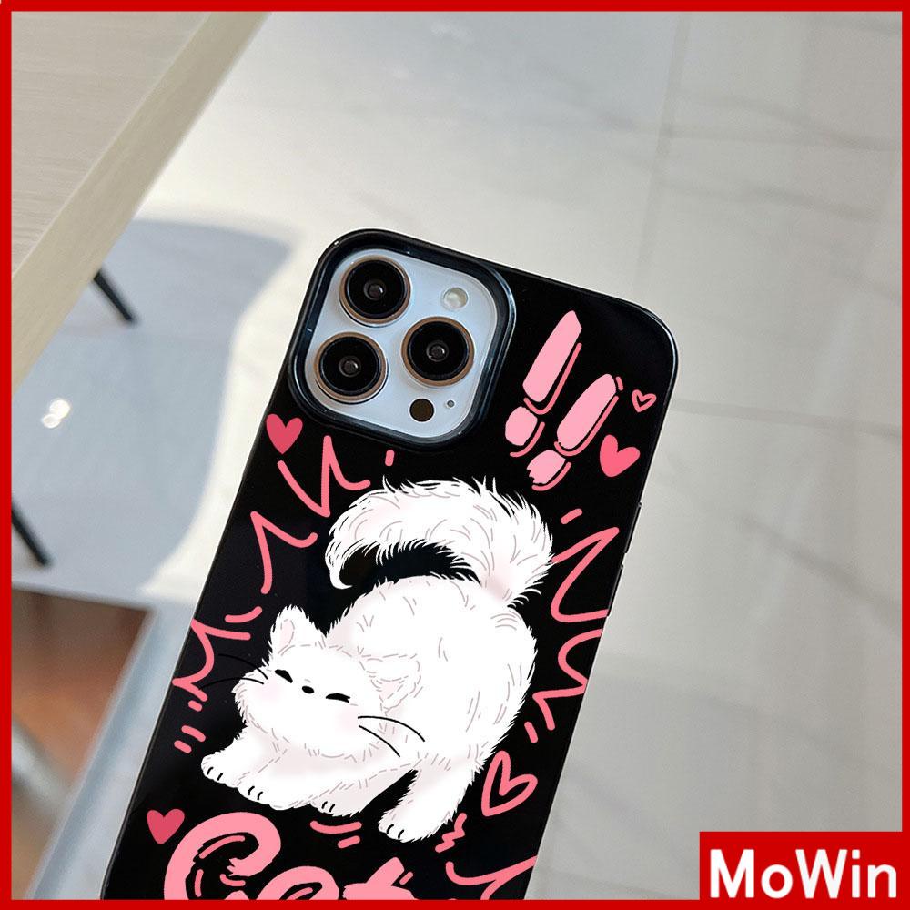 For iPhone 14 Pro Max iPhone Case Black Glossy TPU Soft Case Shockproof Protection Camera Cute Cat Compatible with iPhone 13 Pro max 12 Pro Max 11 xr xs max 7Plus 8Plus