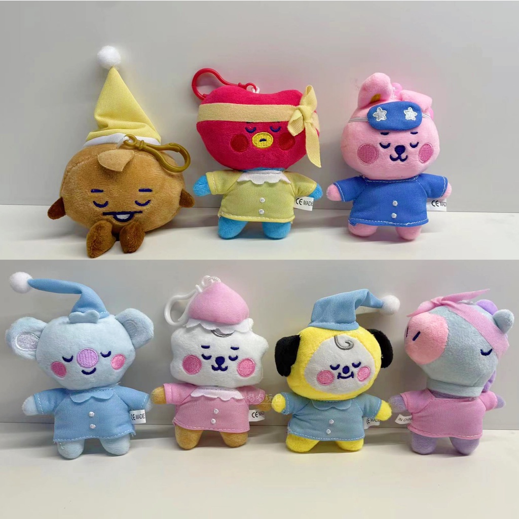 Piyama Kartun KPOP Desain BT21 Mainan Mewah BTS CHIMMY COOKY KOYA RJ SHOOKY TATA Mainan Lembut Boneka Gantungan Kunci 9-12CM