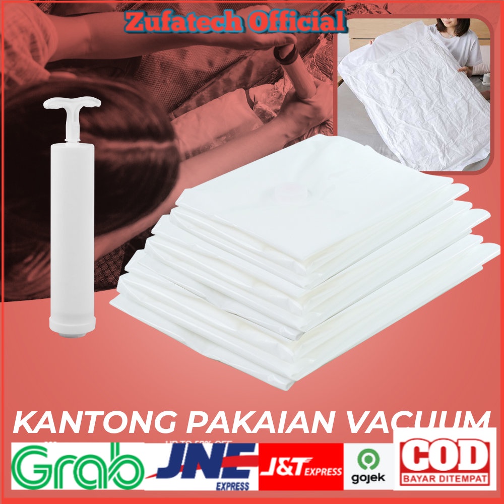 WHISM Kantong Plastik Pakaian Vacuum Bag 10 PCS with Hand Pump - WH021 - White - 7CHA1YWH