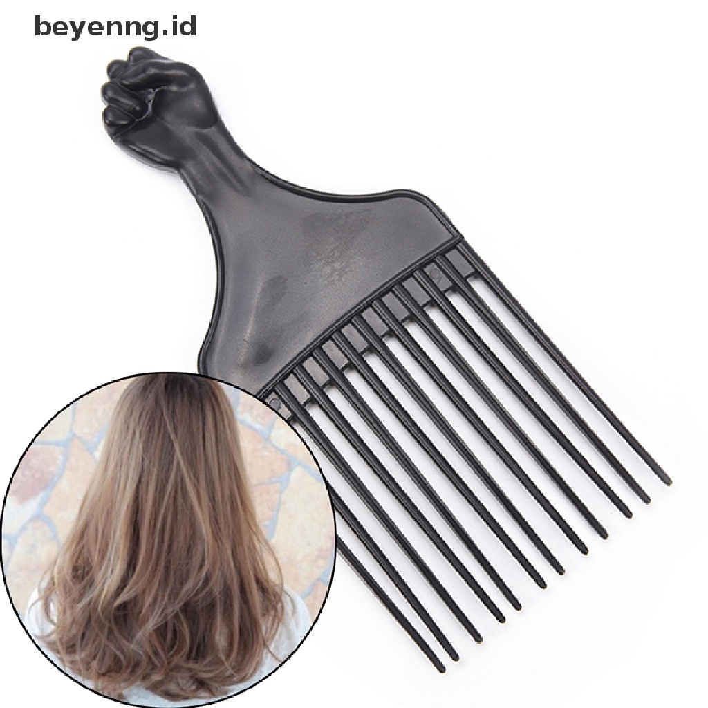 Beyen Plastik Salon Curly Hairdressing DIY Comb Wide Tooth Pick Fork Combs Gigi Panjang ID