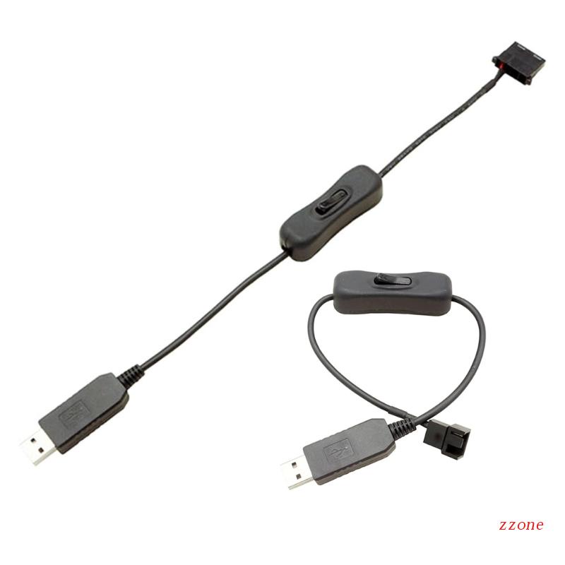 Zzz 34cm 4Pin Kabel USB 5V Ke 12V Casing Komputer Kipas Power Supply Fan Adapter Cable Dengan Saklar ON Off Converter Cable