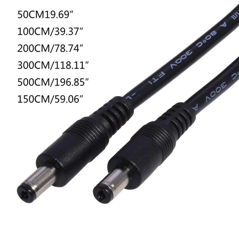 Cre Kabel Power Supply DC Double Male End 5.5 x 2.1mm Male to 5.5 x 2.1mm Male Konektor Adaptor CCTV Cord Wire Untuk Rout