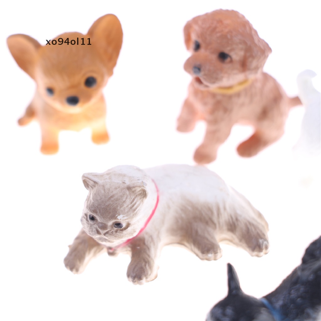 Xo 6Pieces Kawaii 3D Resin Anjing Miniatur Dekorasi Kerajinan DIY Untuk Ornamen Rumah Boneka OL