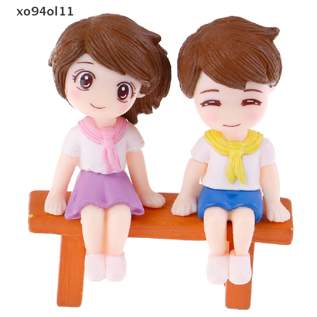 Xo 1set Sweet Couple DIY Patung Miniatur Mini Taman Deco Kursi Lanskap Mikro OL