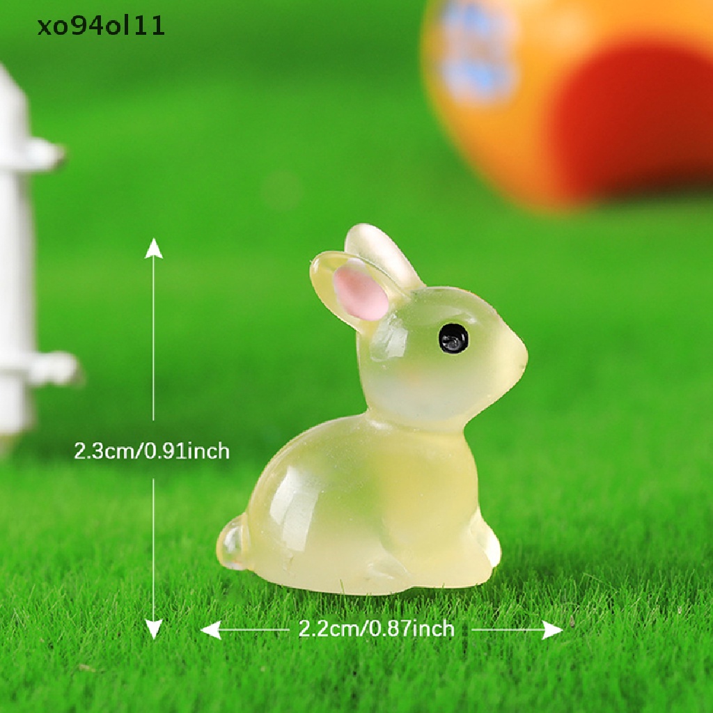 Xo 5Pcs Mini Luminous Rabbit Micro Landscape Dekorasi Taman Pot Rumah Mobil Instrumen panel Ornamen OL