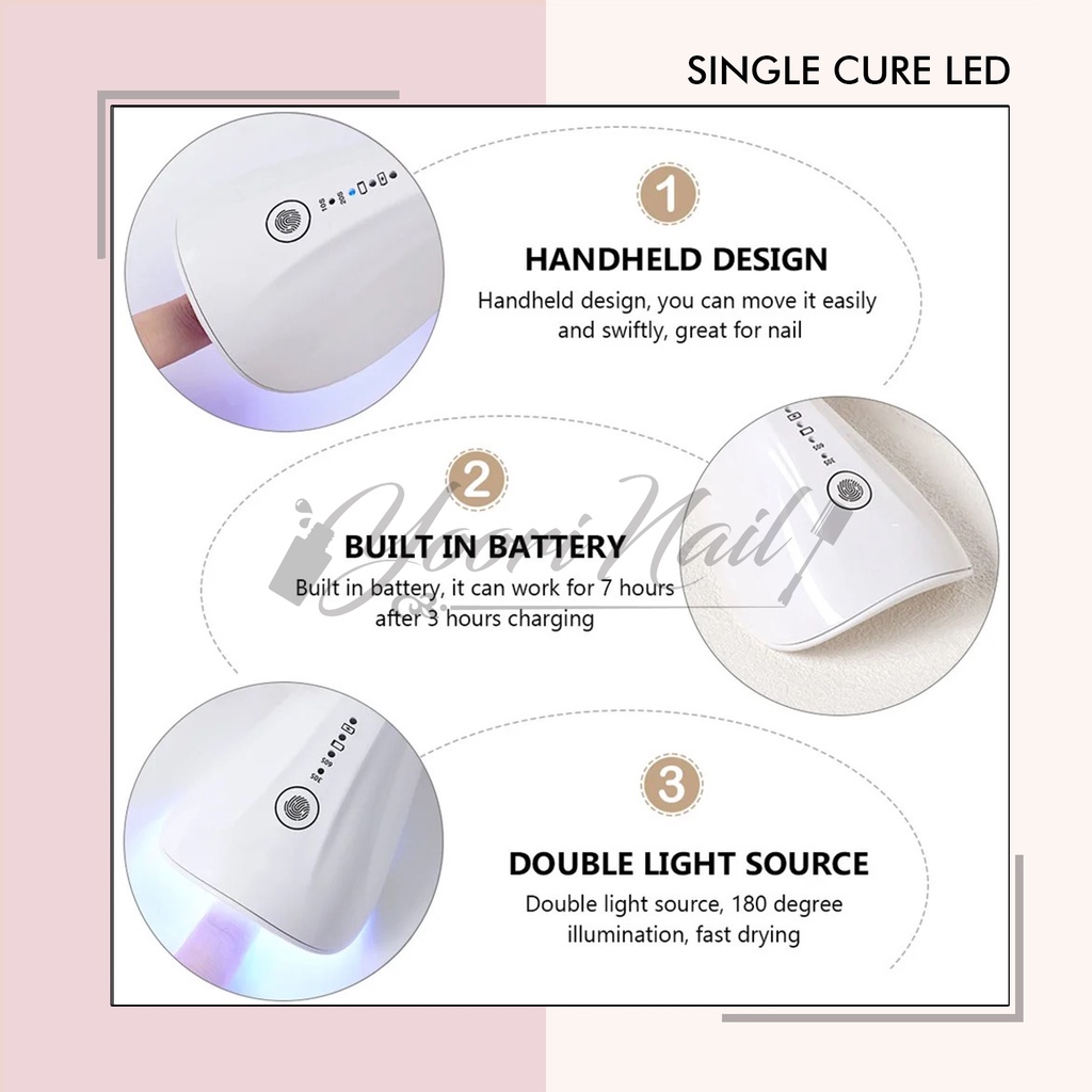 Single cure led uv lamp nail dryer pengering kutek gel polish