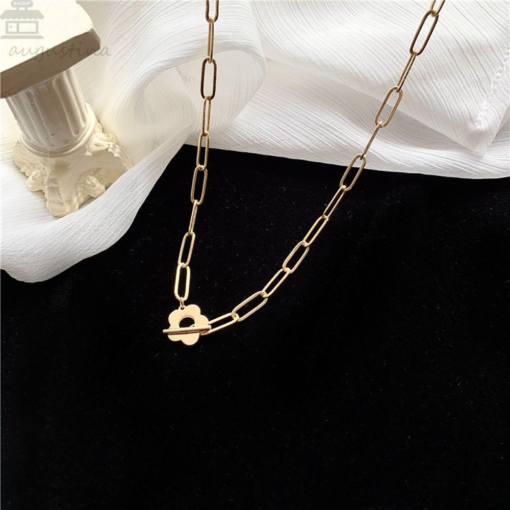 Agustina Kalung Bunga Berongga Retro Bohemian OT Gesper Choker Alloy Gaya Korea Gelang