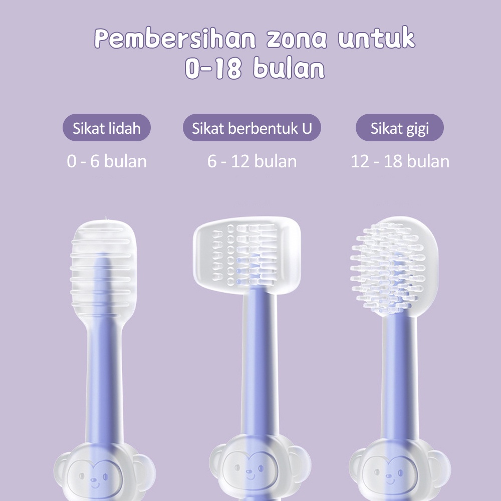 Mumystation Pembersih Sikat Lidah Mulut Bayi New Born / Sikat Gigi Bayi Silikon 4 in 1 BPA Free