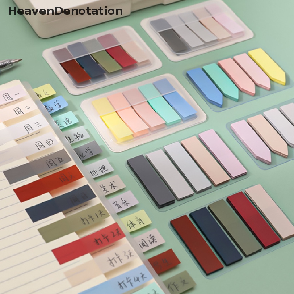 [HeavenDenotation] 100lembar Warna Vintage Sticky Notes Memo Pad Index Tabs Bookmark Alat Tulis HDV