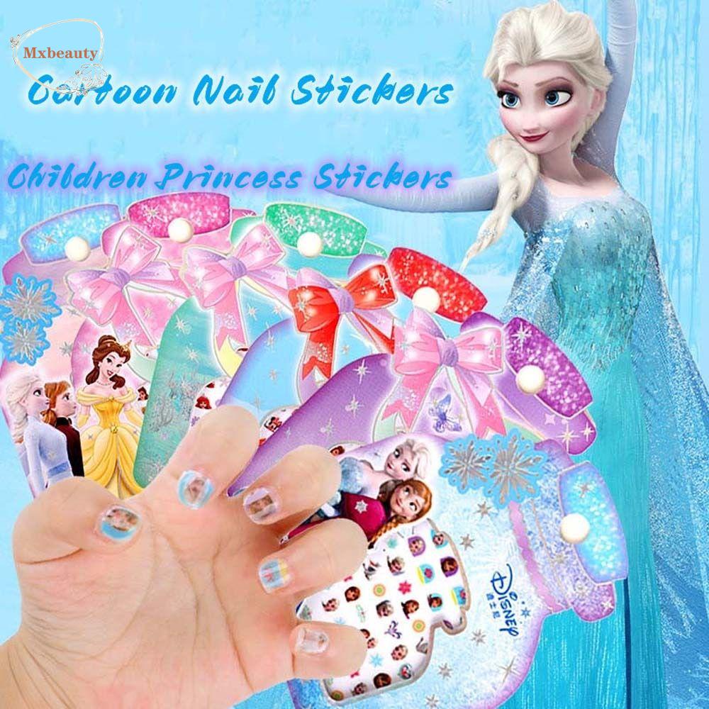 Mxbeauty Anak Stiker Kuku Fashion Perekat Diri Elsa Dan Anna Kartun Mainan Mermaid Frozen Nail Art Dekorasi