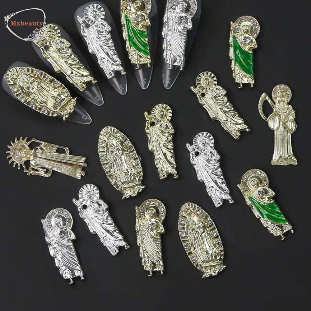 Mxbeauty Patung Buddha Dekorasi Kuku Alloy Nail Charms Nail Ornament Virgin Mary Nail Jewelry