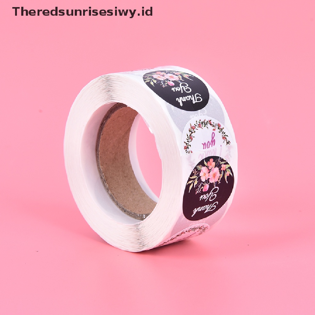 # Kado Mom &amp; PAPA DIY # 500pcs/roll Stiker Label Segel Motif Bunga Thank You Stiker Untuk Dekorasi Kado~