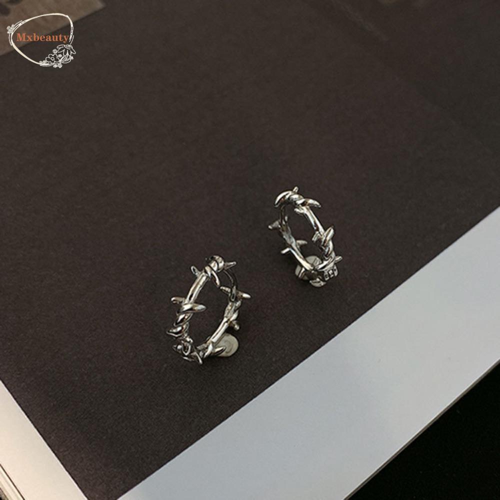 Mxbeauty Anting Gotik Perak Keren Hiphop Fashion Bulat Tampan Anting Gaya Korea