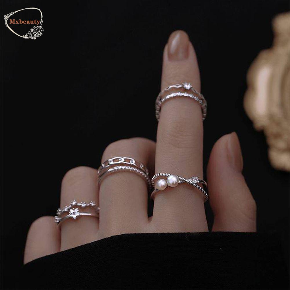 Mxbeauty Cincin Gaya Korea Gadis Ins Double-layered Minimalist Temperamen Adjustable Rings