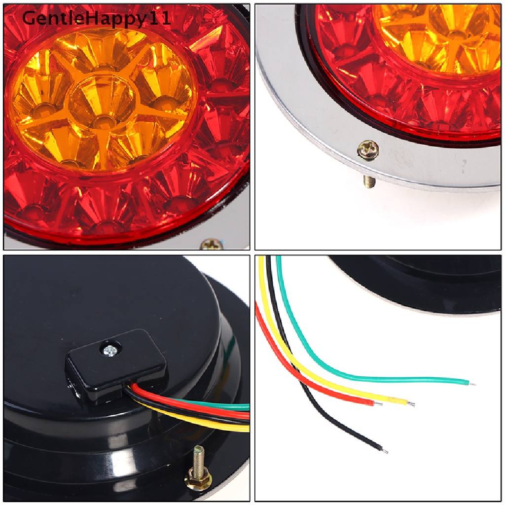 Gentlehappy 16lampu LED Mobil Bulat Amber Red Taillights Rear Stop Rem Running Reverse Lamp id