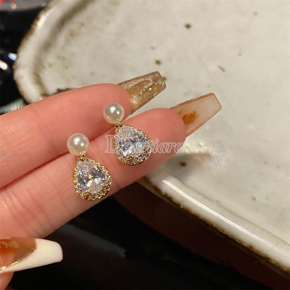 Desain Anting Mutiara Berlian Hias Tetesan Air Modis Dengan Anting High-end