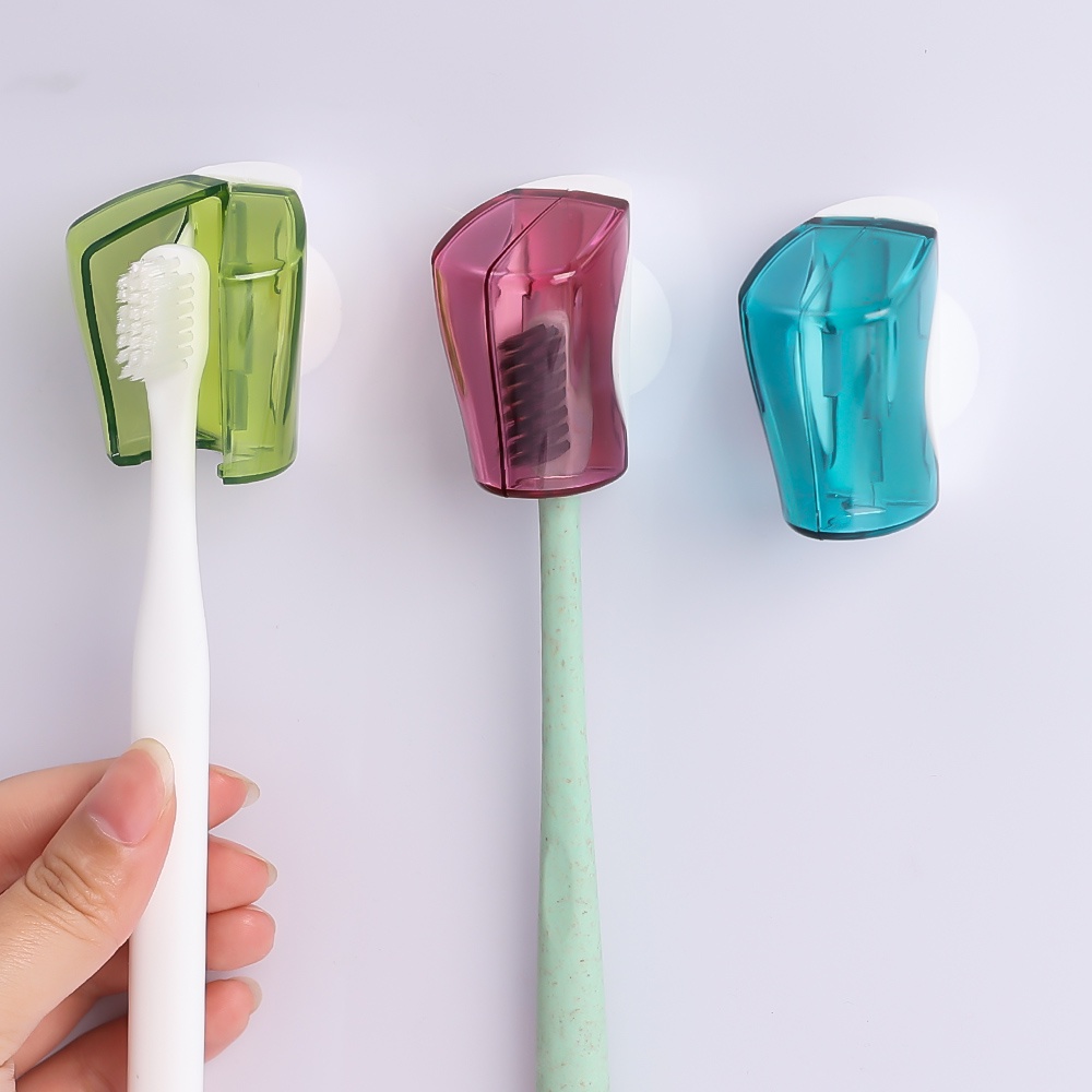 Creative Suction Cup Dustproof Toothbrush Holder/Penutup Debu Segel Kepala Sikat Gigi/Satu Tombol Buka Tutup Penutup Sikat Gigi/Rak Penyimpanan Gelas Sikat Gigi Bebas Pukulan