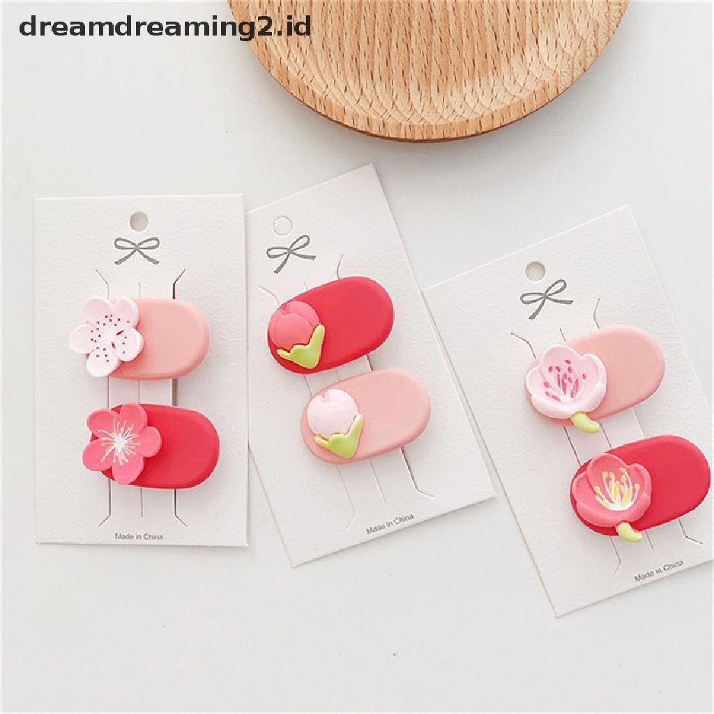 (dream) Pink Sakura Peach Blossom Jepit Rambut Hiasan Kepala Wanita Perempuan Bunga Manis Hair Clip Aksesoris Rambut//