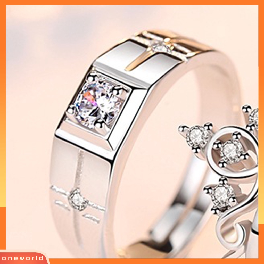 [EONE] Cincin Kawin Cinta Romantis Shiny Matching Bentuk Mahkota Pernikahan Circlet Fashion Jewelry