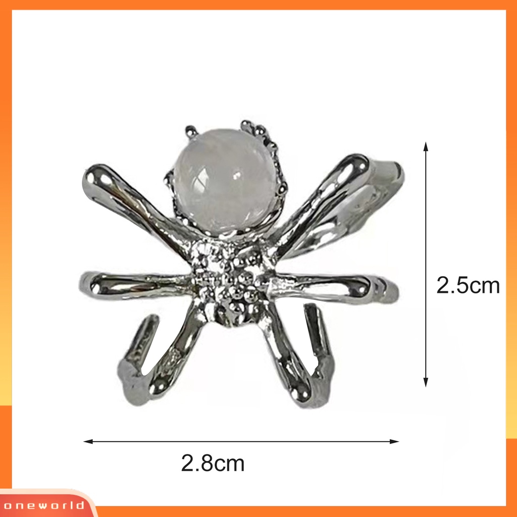 [EONE] Wanita Cincin Hias Punk Terbuka Semua Pertandingan Adjustable Perhiasan Hadiah Bola Kristal Imitasi Lady Girl Pesta Gothic Spider-shaped Finger Ring Untuk Klub Malam