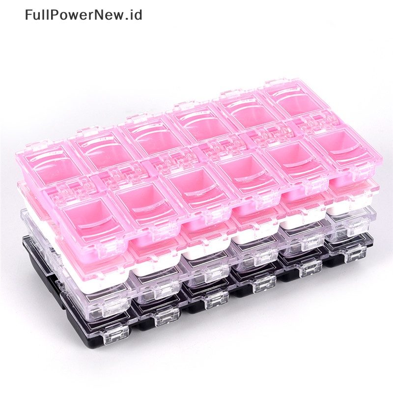 Power 12slot Kotak Penyimpanan Perhiasan Alat Nail Art Plastik Case Organizer Beads Jewelry ID