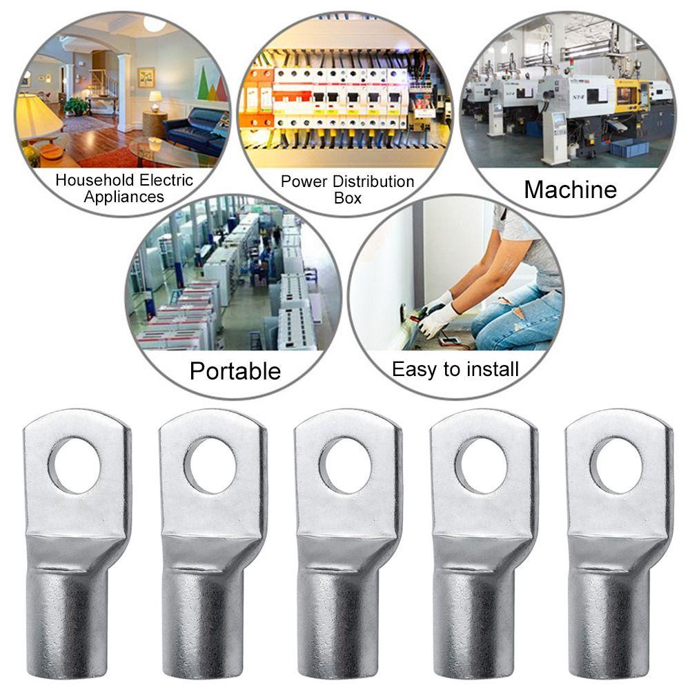 SUYO 10pcs Wire Nose Terminal Crimp 6mm 8mm 10mm Lubang Baut Kaleng Tembaga Lugs Ring