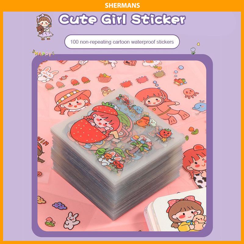 

[Ready Stock❤️]Bahan Scrapbook Stiker Gadis Lucu DIY Pola Kecil Stiker Cangkir Air Transparan Tahan Air sherman