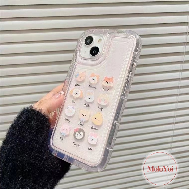 Ins Cherry Candy Kartun Hewan Lucu Beruang Katak Case Kompatibel Untuk IPhone 7Plus XR 11 14 13 12 Pro MAX 6 6S Plus X XS MAX Kawaii Phone Case Shell Lembut Tpu Shockproof Airbag Cover