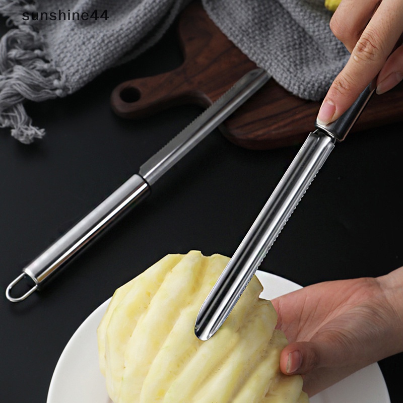 Sunshine Stainless Steel Pineapple Apple Pear Corer Pengupas Strip Panjang Tidak Licin ID