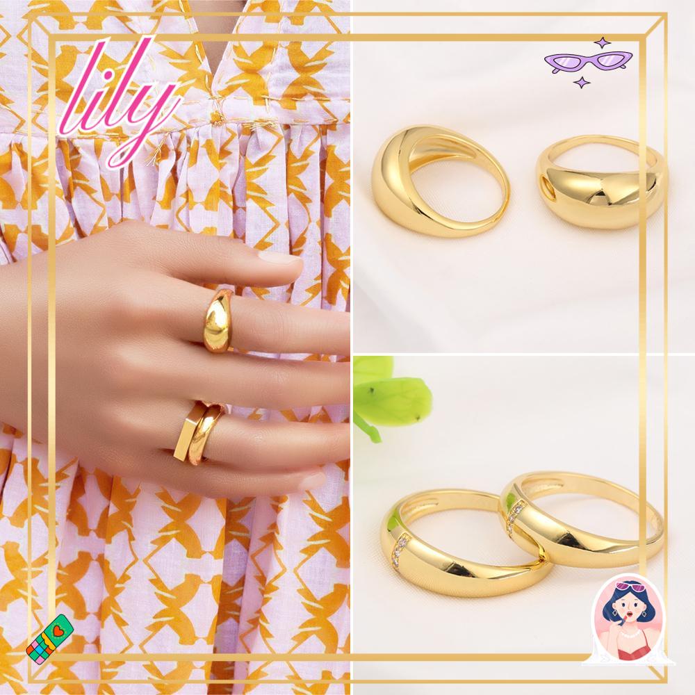 Lily Chunky Cincin Perhiasan Pernikahan Romantis Jari Mode Geometris