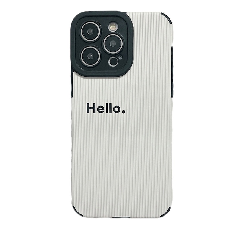 Simple White Hello Leather Soft Case IP IPhone 7 8 Plus SE 2020 X XR XS Max 11 12 13 14 Pro Max 14 Plus Camera Protect for Women Girl