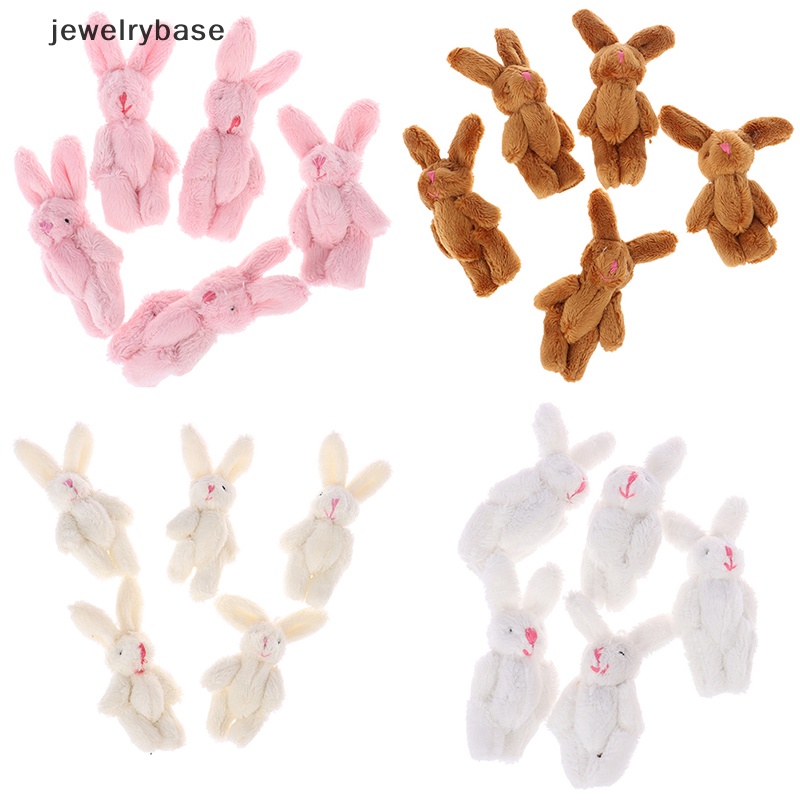 [jewelrybase] 5pcs 6cm Mini Joint Rabbit Pendant Plush Bunny Untuk Gantungan Kunci Buket Mainan Boneka Butik