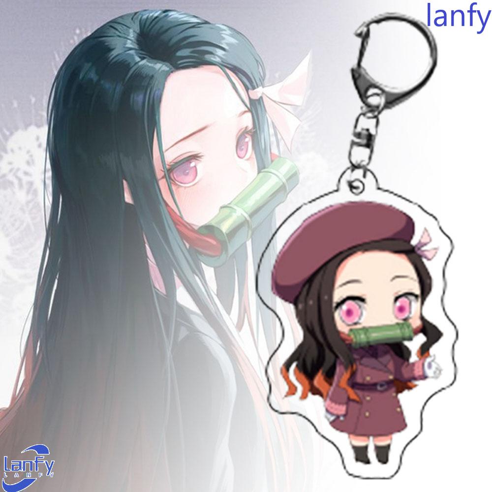 Lanfy Demon Slayer Gantungan Kunci Zenitsu Anime Jepang Miniatur Inosuke Scultures Kyoujurou Key Ring