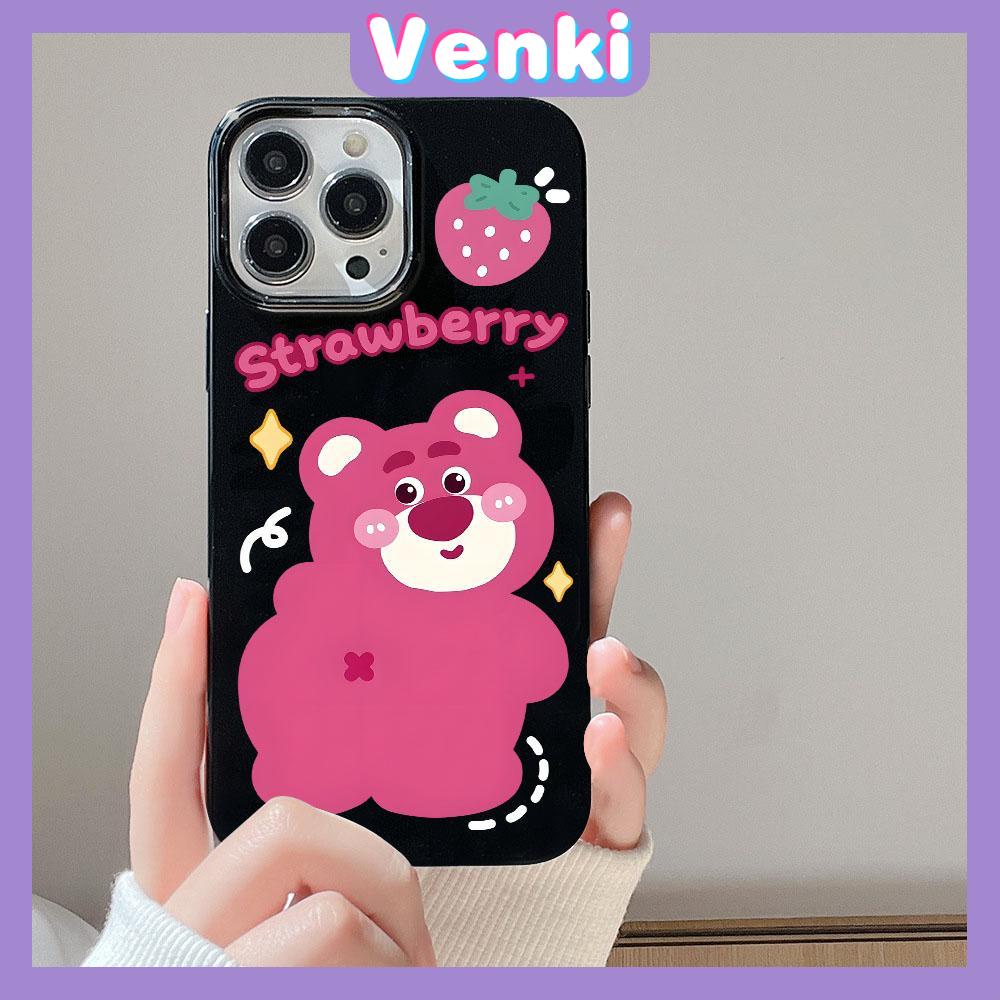 VENKI - For iPhone 14 Pro Max iPhone Cute Bear Glossy Black Case TPU Soft Shell Protection Shockproof Camera Compatible with iPhone 13 Pro max 12 Pro Max 11 xr xs max 7Plus 8Plus