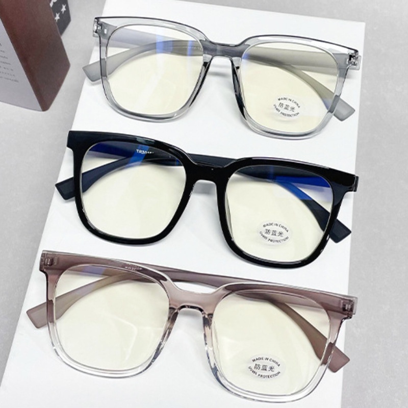 (YUZHU) Mode Baru TR90 Oversized Anti Blue Light Kacamata Unisex Bingkai Transparan Gradien Eyeglasses