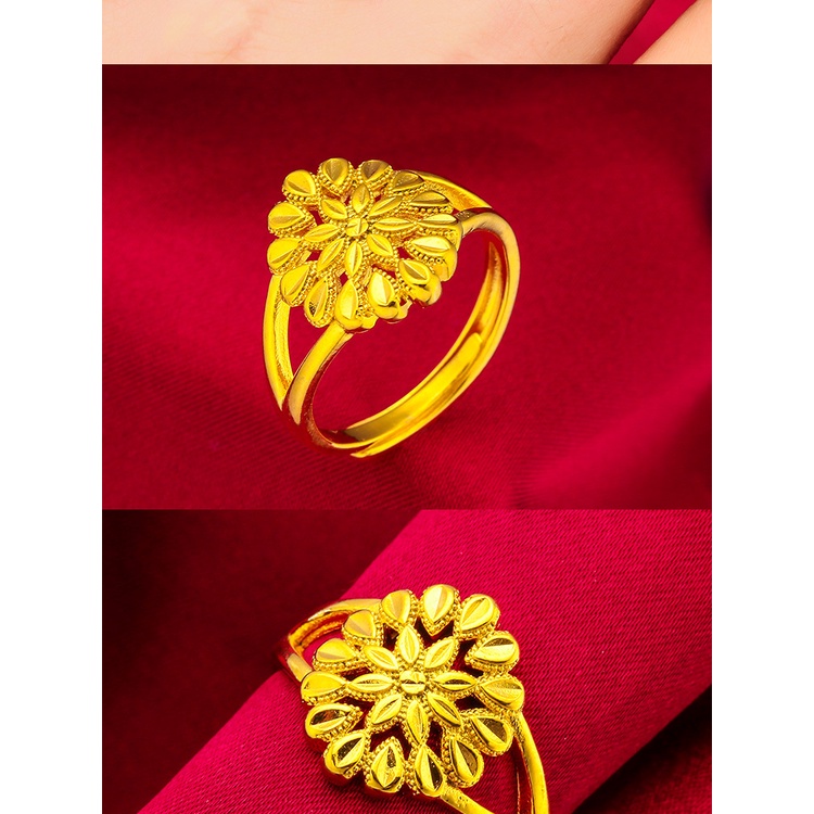 Goldkingdom Aksesoris Perhiasan Fashion Ready Stock Cincin Wanita Baru Yang Dapat Disesuaikan Berlapis Emas Cincin Bunga